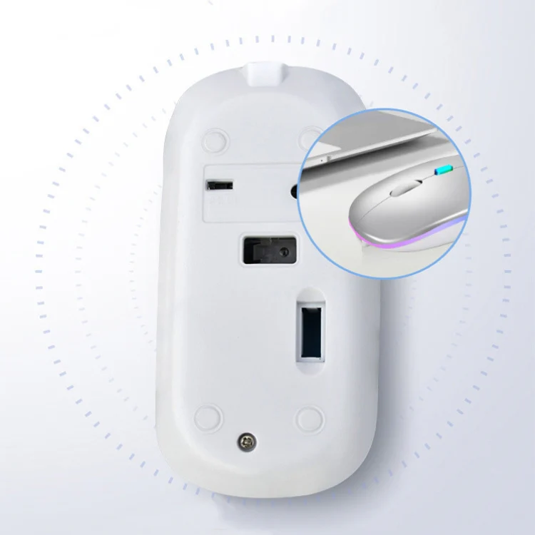 Y20 4 Keys Colorful Glow Charging Mute Mouse Notebook Game Wireless Mouse, Colour: 2.4G + Bluetooth (Silver) - Image 5