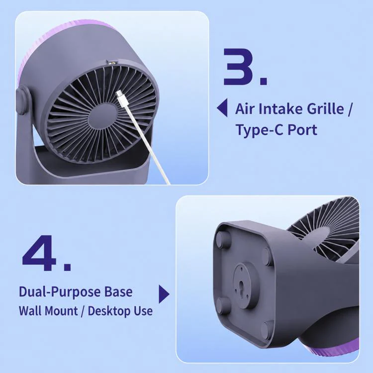 Y26 Dual-Duct Desktop Circulating Fan with Digital Display(Grey) - Image 23