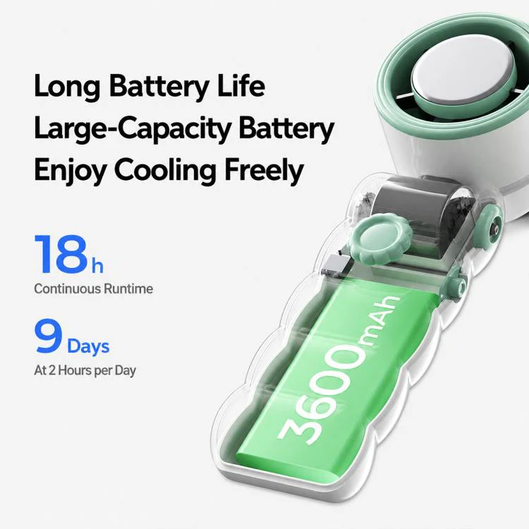 Y28 High Speed Quiet Foldable Handheld Cooling Fan(Green White) - Image 10