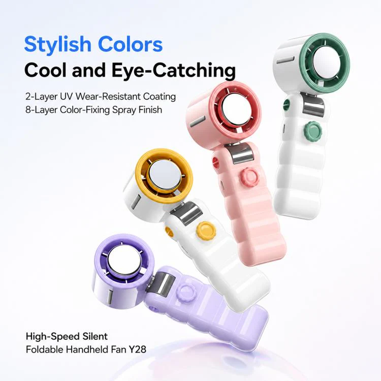 Y28 High Speed Quiet Foldable Handheld Cooling Fan(Yellow White) - Image 2