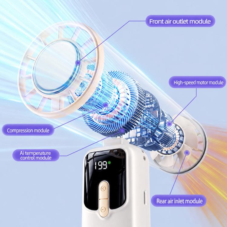 Y29 Handheld Ice Compress Fan With Digital Display 199-Speed Portable Outdoor Fan(Grey Purple) - Image 6