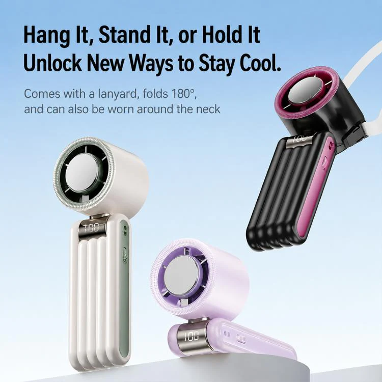 Y29 High Speed Cooling Folding Handheld Fan with Digital Display(Black) - Image 6