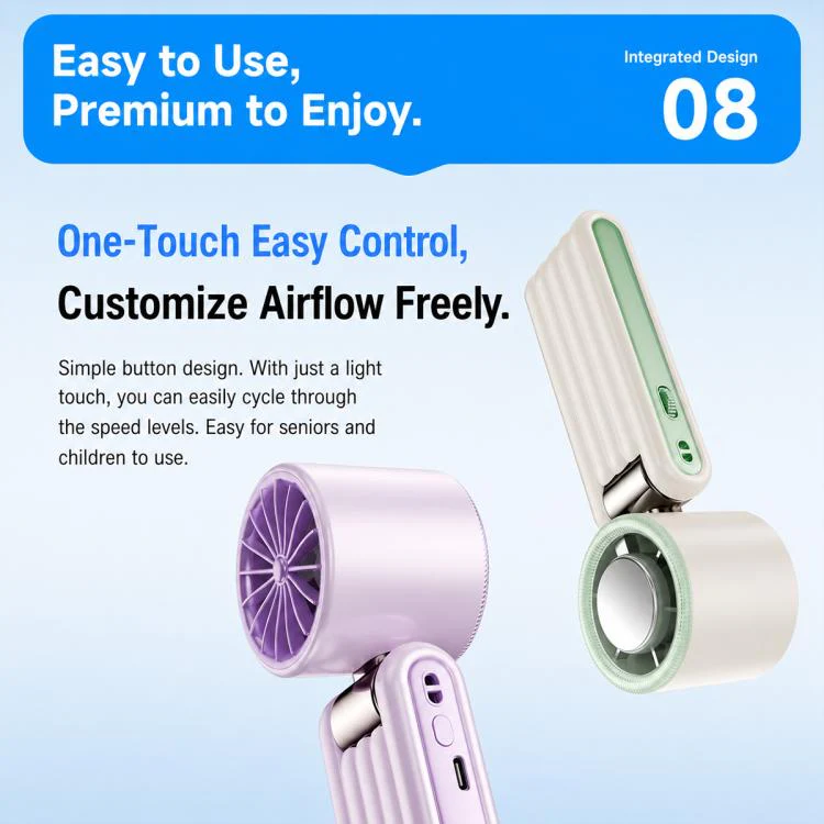 Y29 High Speed Cooling Folding Handheld Fan with Digital Display(Purple) - Image 14