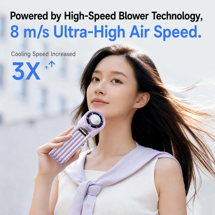 Y29 High Speed Cooling Folding Handheld Fan with Digital Display(Purple) - Image 3