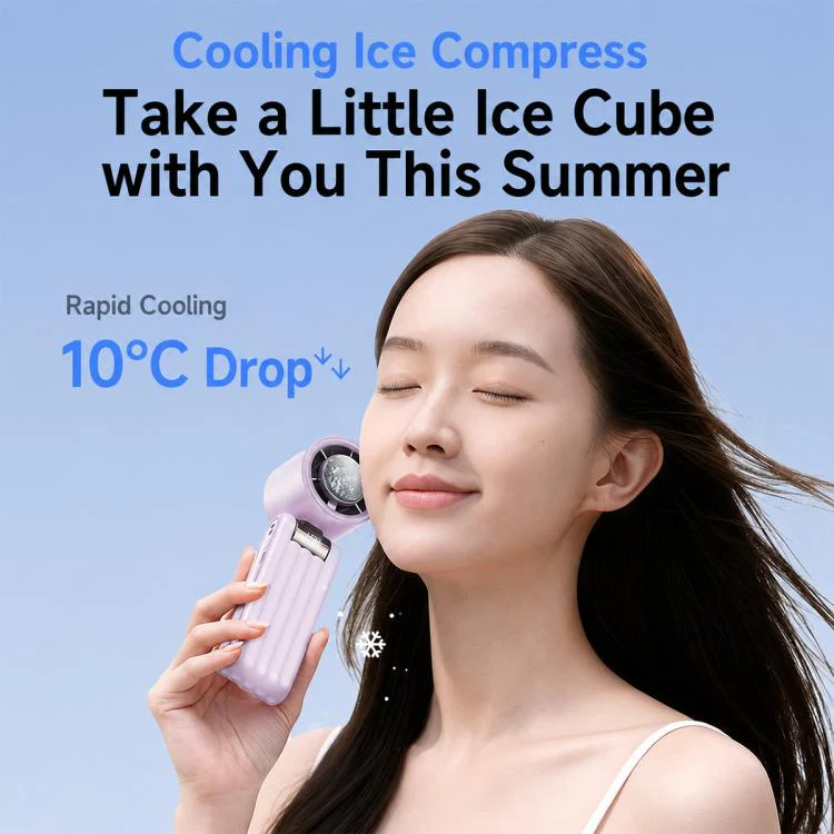 Y29 High Speed Cooling Folding Handheld Fan with Digital Display(Purple) - Image 5