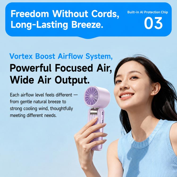 Y29 High Speed Cooling Folding Handheld Fan with Digital Display(Purple) - Image 9