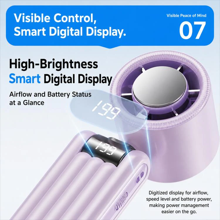 Y29 High Speed Cooling Folding Handheld Fan with Digital Display(White) - Image 13