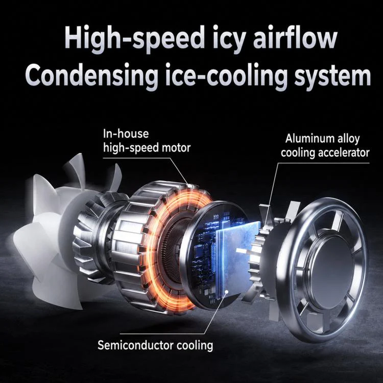 Y38 100-Speed Stepless Speed Regulation Handheld Ice Cooling Fan Portable Rechargeable Quiet Fan(Black) - Image 2