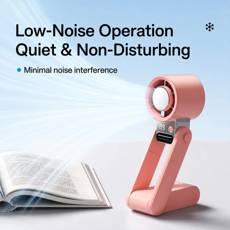 Y38 199-Level Smart Digital Display Sliding Adjustment Mini Tri-Fold Handheld Cooling Fan(Pink) - Image 8