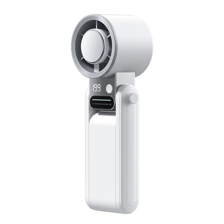Y38 199-Level Smart Digital Display Sliding Adjustment Mini Tri-Fold Handheld Cooling Fan(White)