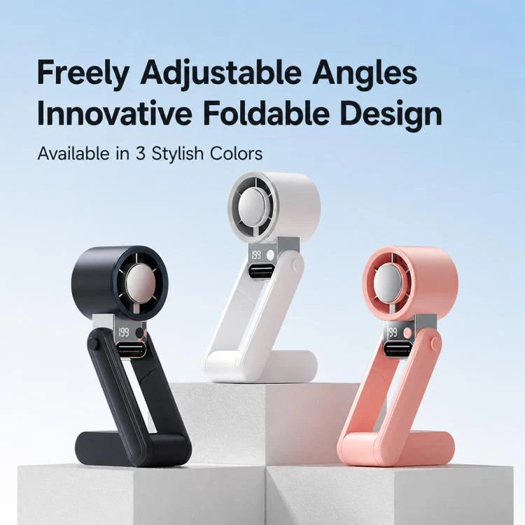 Y38 199-Level Smart Digital Display Sliding Adjustment Mini Tri-Fold Handheld Cooling Fan(White) - Image 2