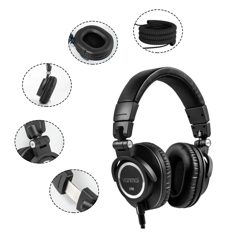 Yanmai D98 Professional Recording Monitor Headphone (Black) - Image 2