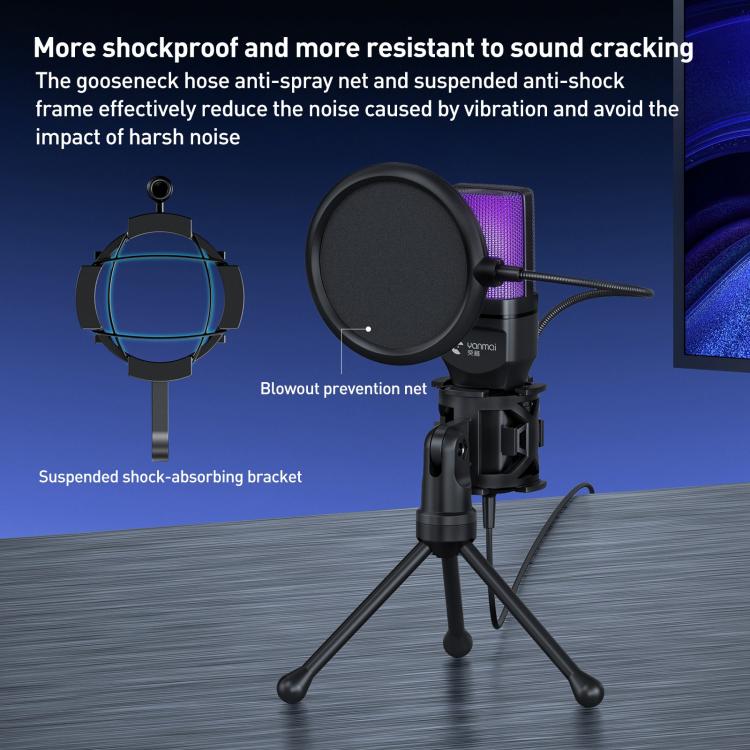 Yanmai SF-777R RGB Light Desktop Noise Reduction Microphone with Anti-spray Net - Image 7
