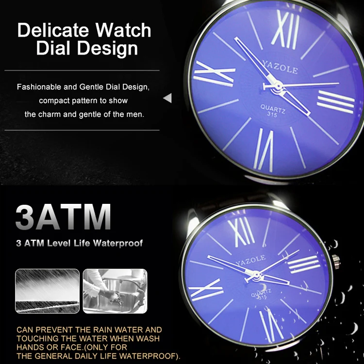 YAZOLE 315 Simple Large Dial Waterproof Sports Quartz Watch(White+Black) - Image 3