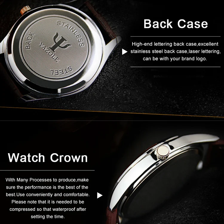 YAZOLE 315 Simple Large Dial Waterproof Sports Quartz Watch(White+Black) - Image 4