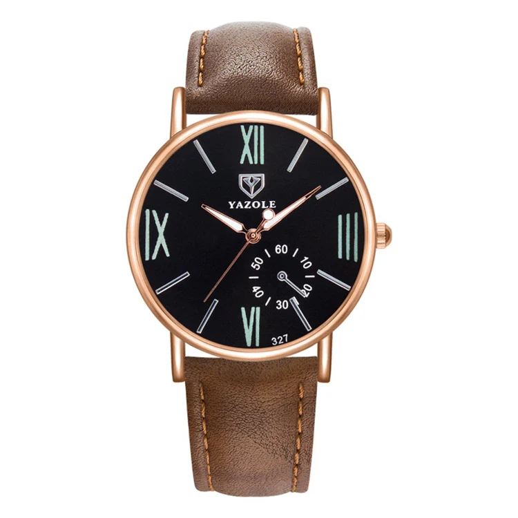 YAZOLE 327 Leather Strap Waterproof Luminous Ladies Watch(Black+Brown)