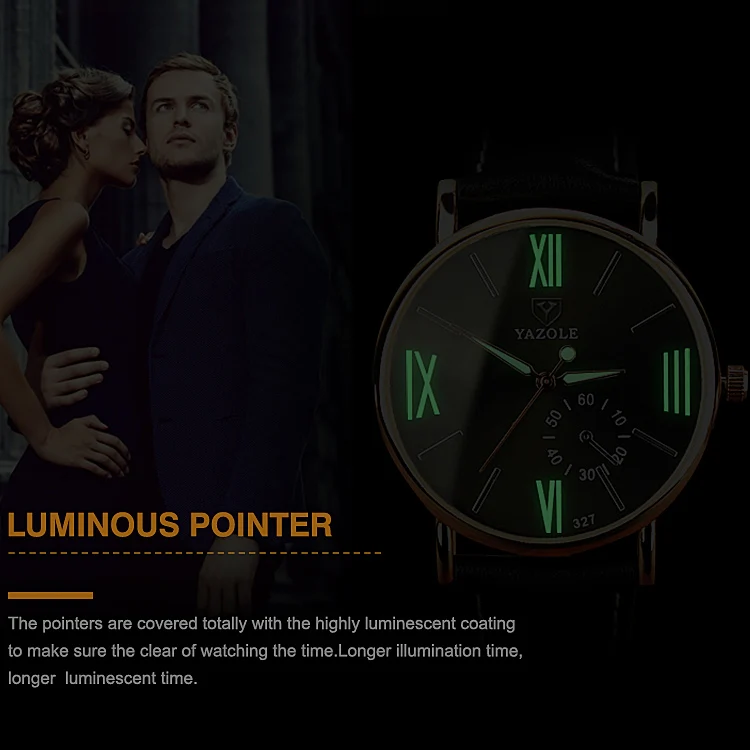 YAZOLE 327 Leather Strap Waterproof Luminous Ladies Watch(Black+Brown) - Image 3