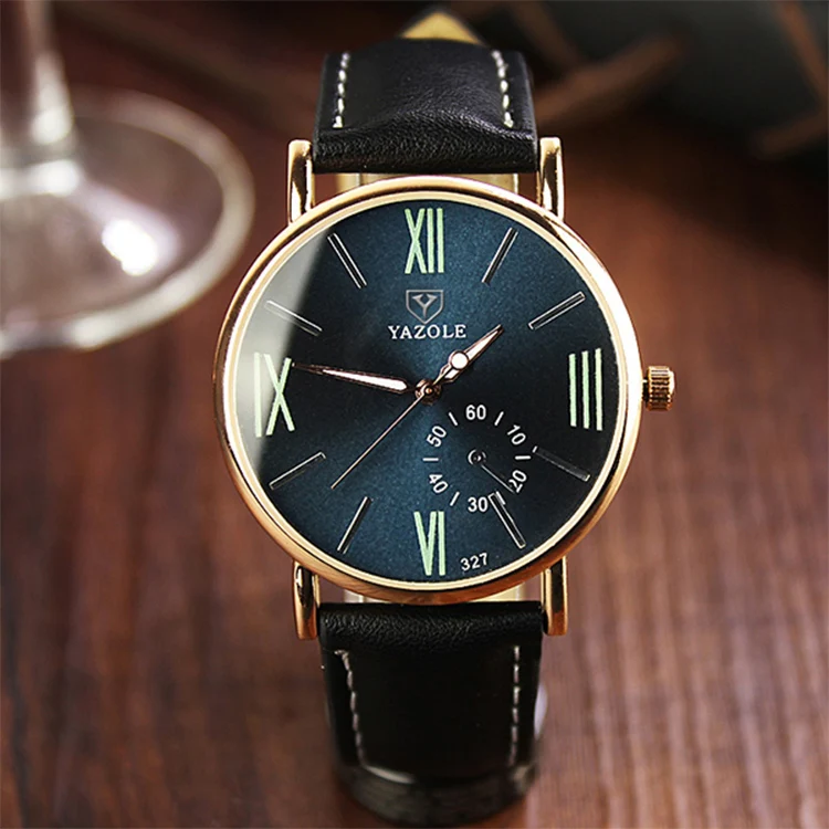 YAZOLE 327 Leather Strap Waterproof Luminous Ladies Watch(Navy Blue+Black) - Image 2