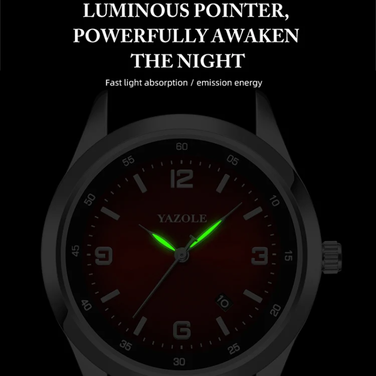 YAZOLE 552 Luminous Pointer Calendar Waterproof Quartz Watch(Number+Blue+Black) - Image 4