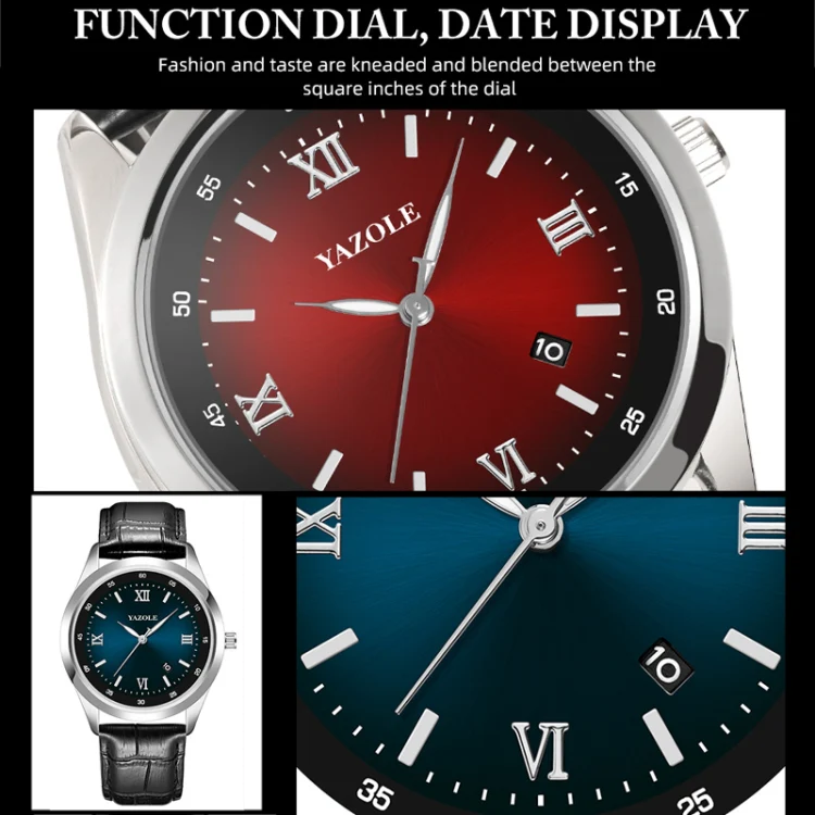 YAZOLE 552 Luminous Pointer Calendar Waterproof Quartz Watch(Number+Red) - Image 6