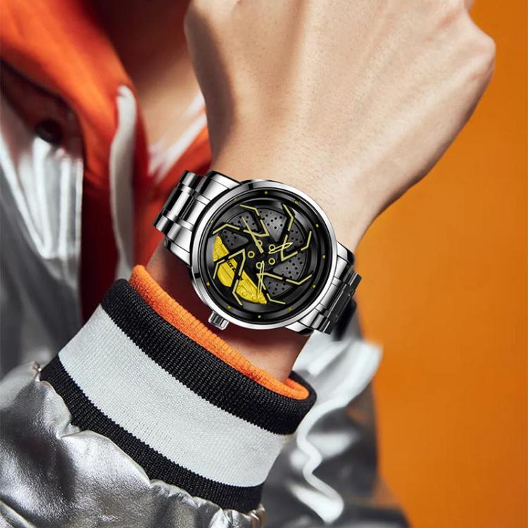 YAZOLE N942 Personalized Men Watch Rotating Skeleton Watch(Yellow) - Image 2