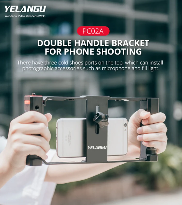 YELANGU PC02A Vlogging Live Broadcast Plastic Cage Video Rig Filmmaking Stabilizer Bracket for iPhone, Galaxy, Huawei, Xiaomi, HTC, LG, Google, and Other Smartphones(Black) - Image 5