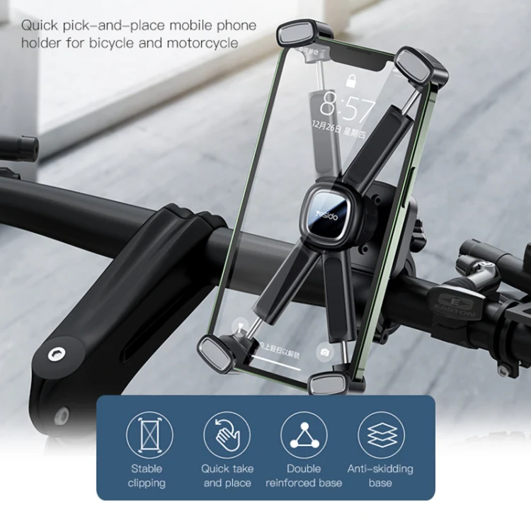 Yesido C191 4-axis Support Bicycle Handle Phone Holder(Black) - Image 2