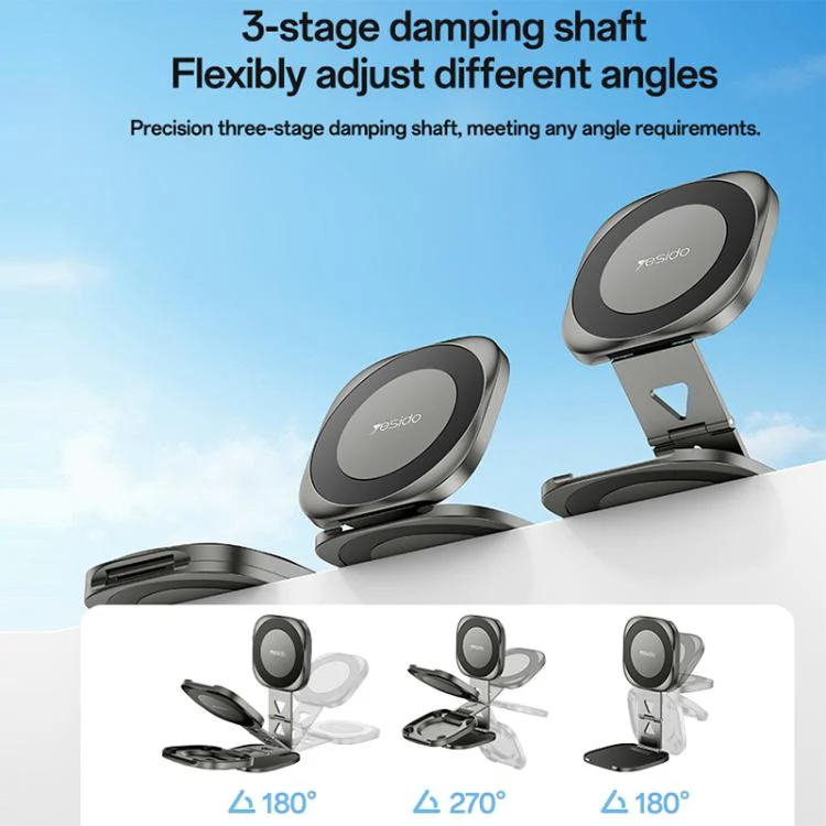 Yesido C301 Foldable Desktop 3-stage Damping Hinge Magnetic Phone Holder(Tarnish) - Image 2
