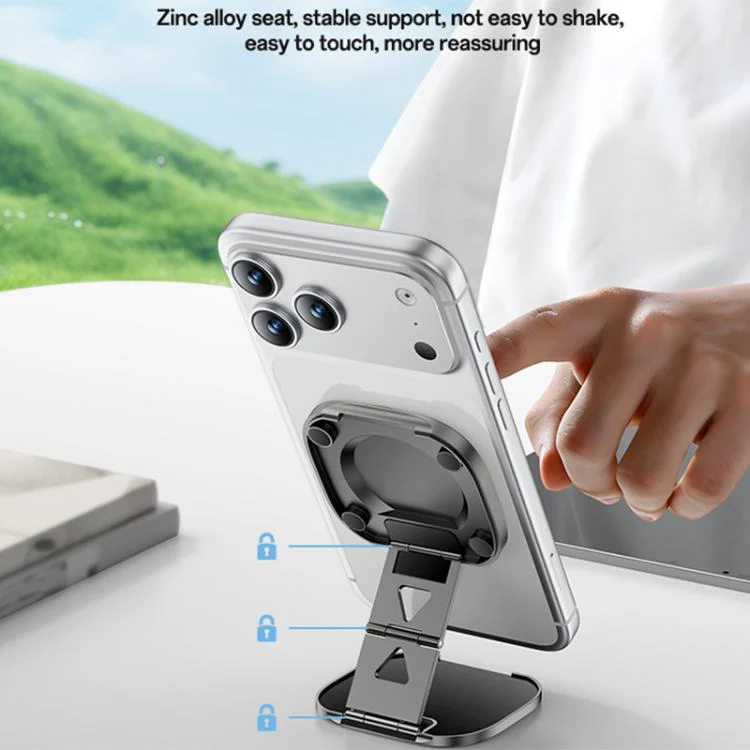 Yesido C301 Foldable Desktop 3-stage Damping Hinge Magnetic Phone Holder(Tarnish) - Image 5