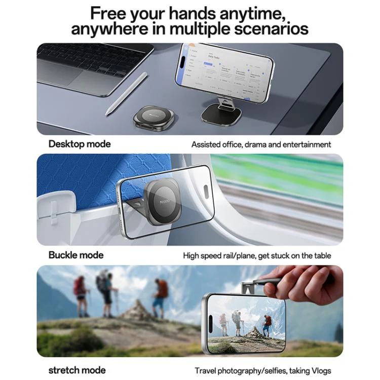 Yesido C301 Foldable Desktop 3-stage Damping Hinge Magnetic Phone Holder(Tarnish) - Image 6