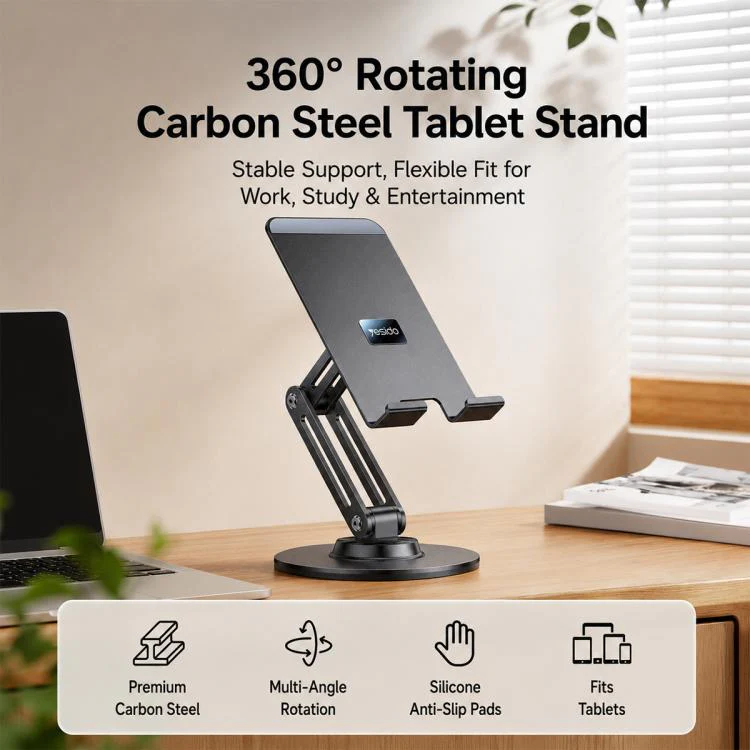 Yesido C302 360 Degree Rotation 3-Axis Foldable Desktop Tablet Phone Holder(Black) - Image 2