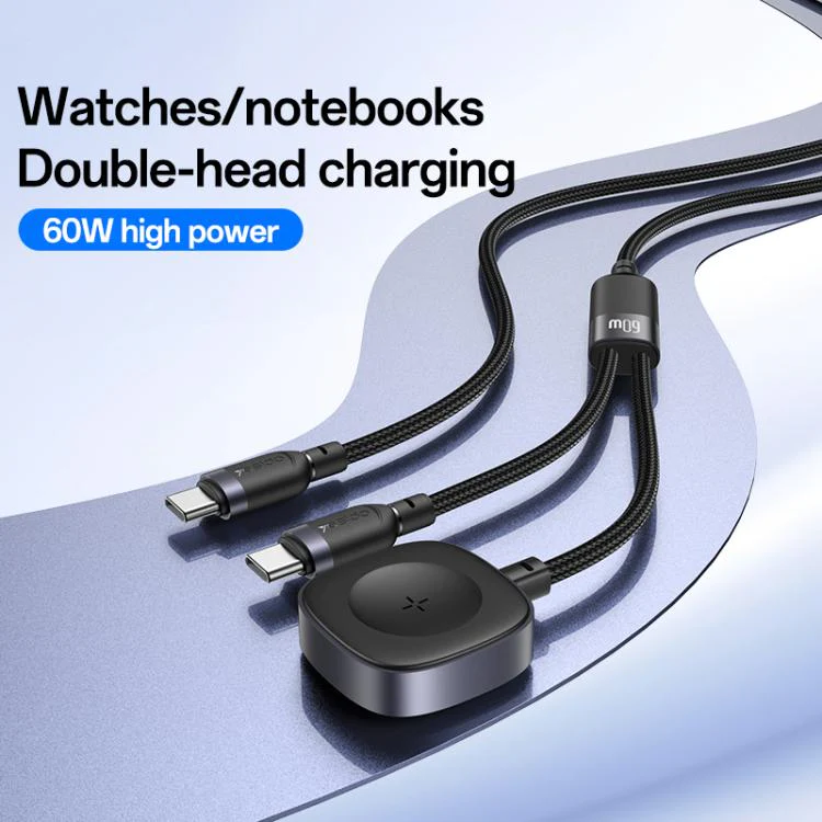 Yesido CA136C 60W USB-C / Type-C to Type-C & iWatch 2 in 1 Charging Cable, Length:1.2m(Black) - Image 2