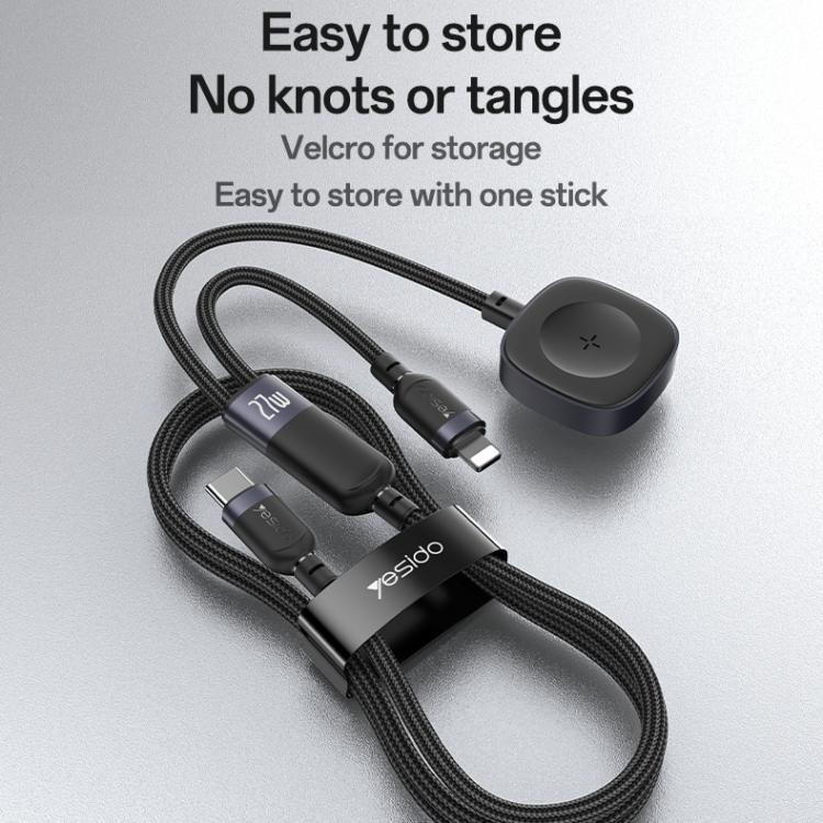 Yesido CA136L 27W USB-C / Type-C to 8 Pin & iWatch 2 in 1 Charging Cable, Length:1.2m(Black) - Image 10
