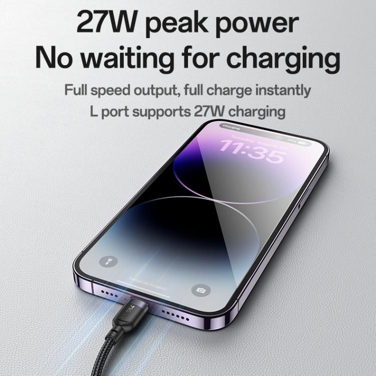 Yesido CA136L 27W USB-C / Type-C to 8 Pin & iWatch 2 in 1 Charging Cable, Length:1.2m(Black) - Image 3