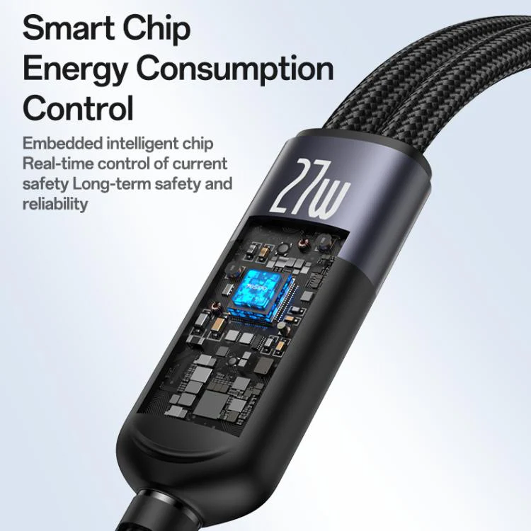 Yesido CA136L 27W USB-C / Type-C to 8 Pin & iWatch 2 in 1 Charging Cable, Length:1.2m(Black) - Image 4