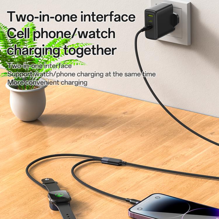 Yesido CA136L 27W USB-C / Type-C to 8 Pin & iWatch 2 in 1 Charging Cable, Length:1.2m(Black) - Image 7