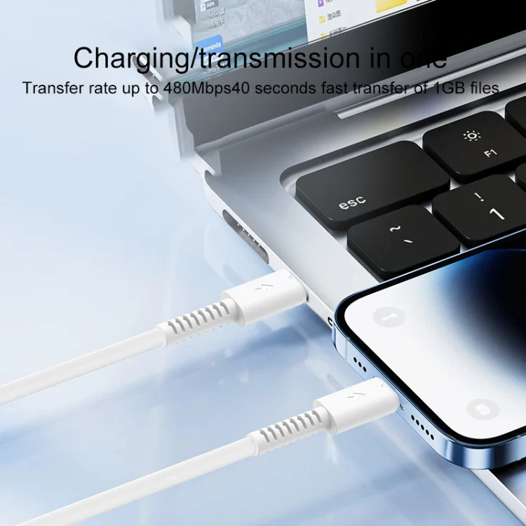 Yesido CA153 PD 20W USB-C / Type-C to 8 Pin Charging Data Cable, Length: 1m(White) - Image 5