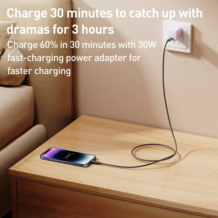 YESIDO CA159 1.2m 27W USB-C / Type-C to 8 Pin Auto Power-off Charging Cable(Black) - Image 2