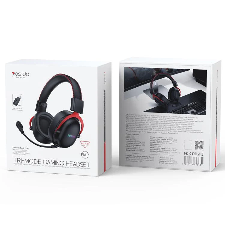 Yesido EK07 Three-mode E-sports Gaming RGB Headset, Color:Black - Image 13