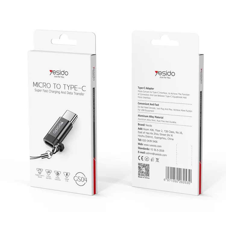 Yesido GS04 Type-C to Micro USB Mini Connector Adapter with Keychain(Black) - Image 7