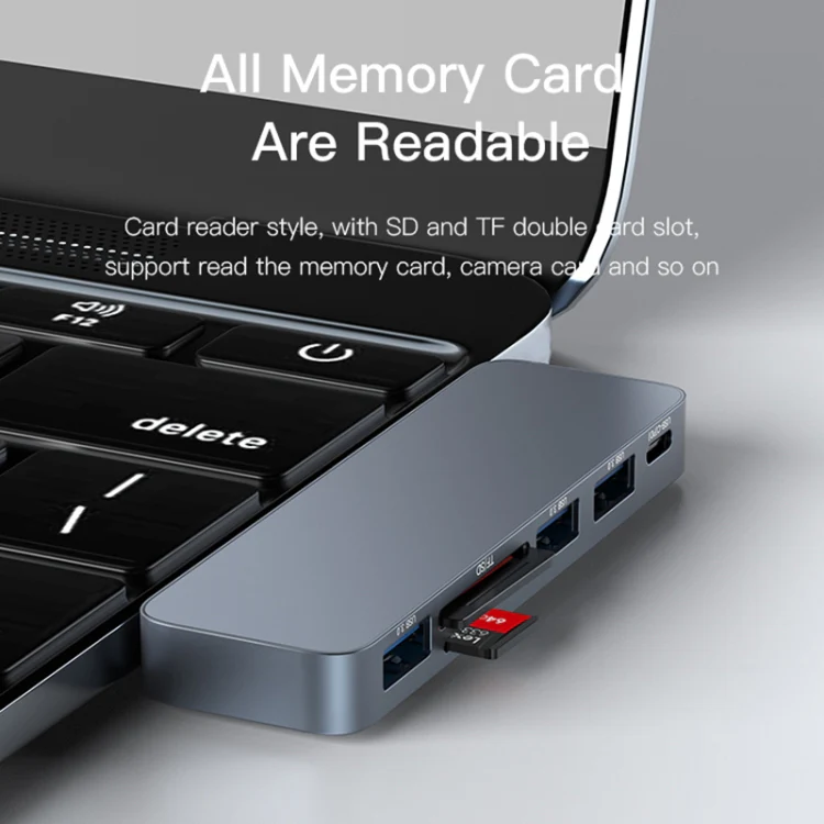 Yesido HB10 6 in 1 USB-C / Type-C Ports Multifunctional Docking Station HUB Adapter - Image 7