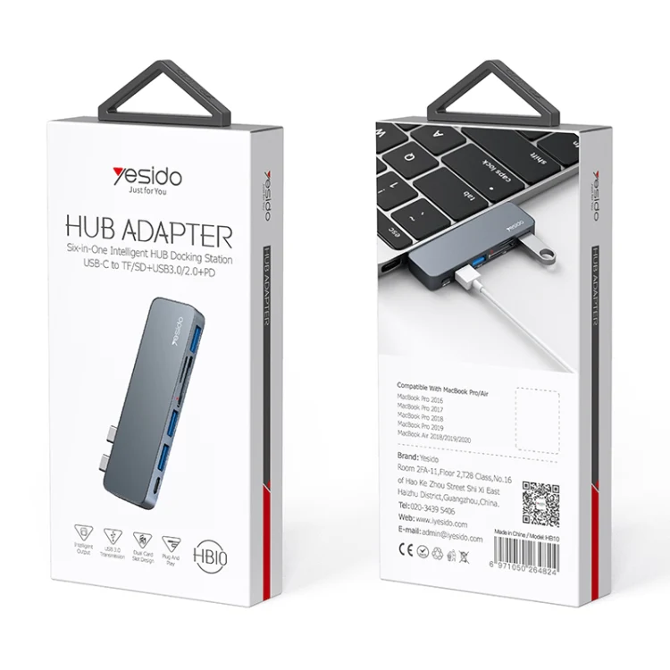 Yesido HB10 6 in 1 USB-C / Type-C Ports Multifunctional Docking Station HUB Adapter - Image 9