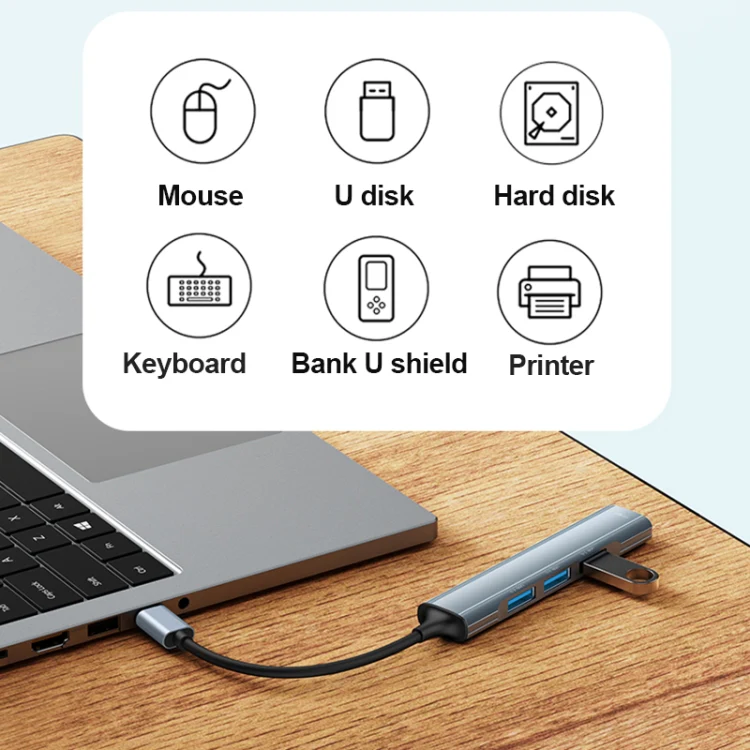 Yesido HB17 4 in 1 USB-C / Type-C Multifunctional Docking Station HUB Adapter - Image 3