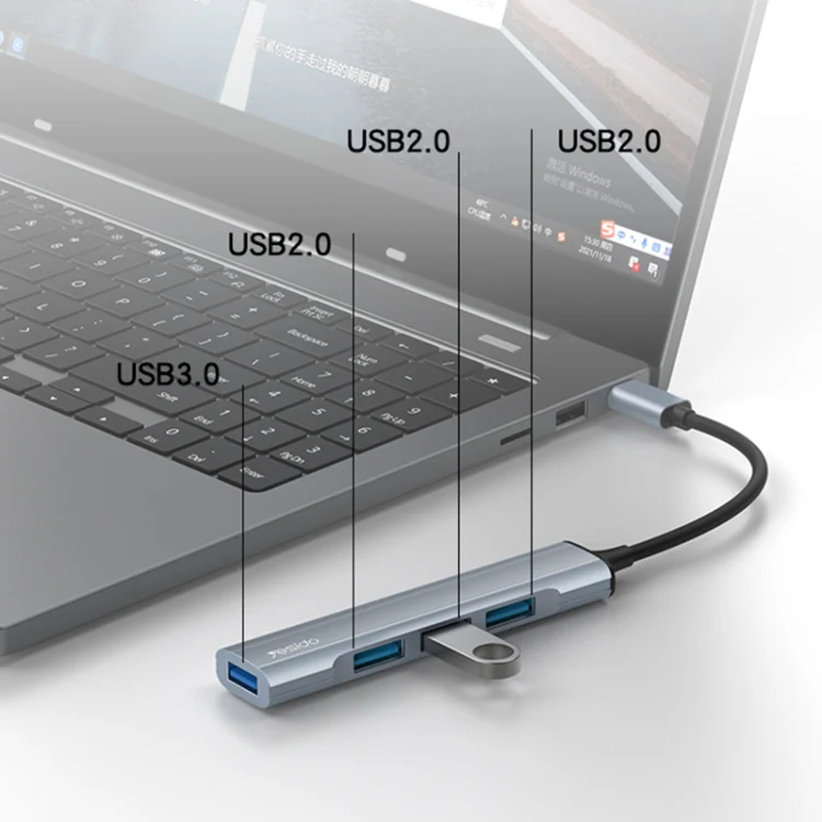 Yesido HB17 4 in 1 USB-C / Type-C Multifunctional Docking Station HUB Adapter - Image 4