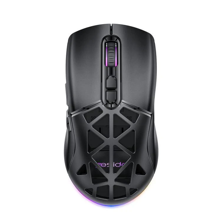 Yesido KB46 Wired 2.4G Bluetooth RGB 3 Modes Rechargeable Mouse(Black)