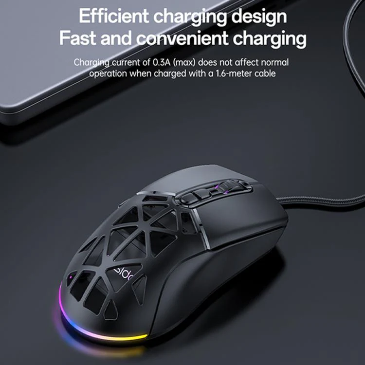 Yesido KB46 Wired 2.4G Bluetooth RGB 3 Modes Rechargeable Mouse(Black) - Image 4