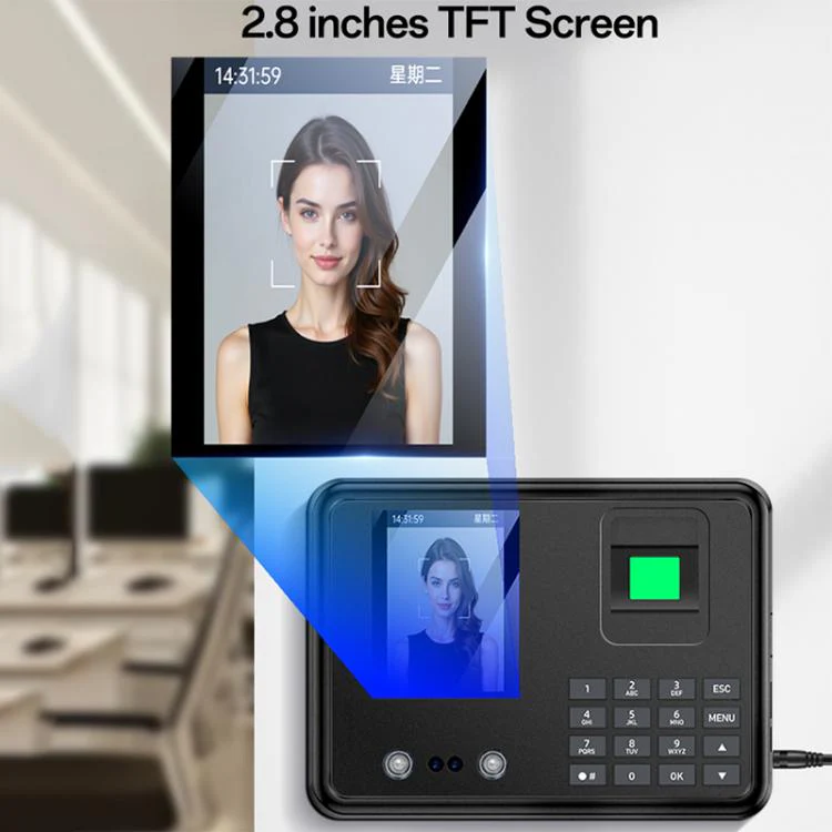 Yesido KM30 2.8 inch Screen Face Fingerprint Recognition Attendance Machine, Plug Type:UK Plug(Black) - Image 3