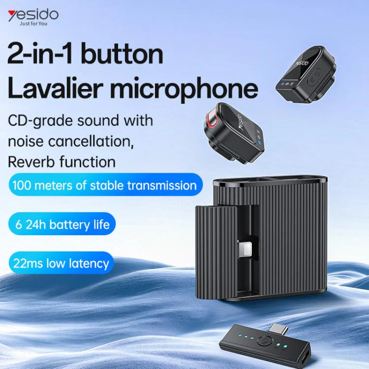 Yesido KR19 2 in 1 Magnetic Button Lavalier Microphone(Black) - Image 2