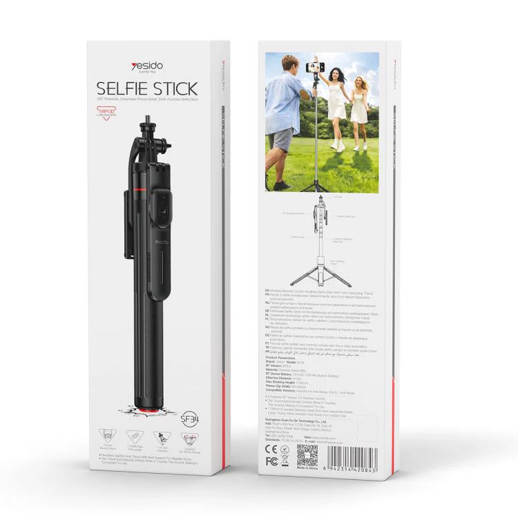 Yesido SF34 Auto Pop Open Tripod Selfie Stick with 1/4 Thread(Black) - Image 14