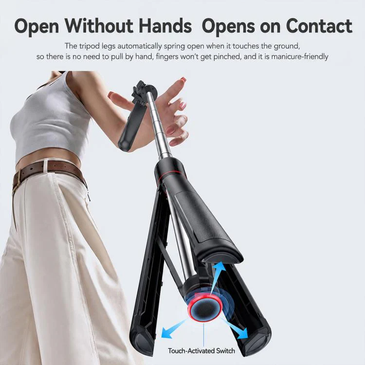 Yesido SF34 Auto Pop Open Tripod Selfie Stick with 1/4 Thread(Black) - Image 3